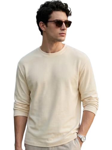 Image of Urbano Fashion Men's Textured Round Neck Oversized Full Sleeve Cotton T-Shirt