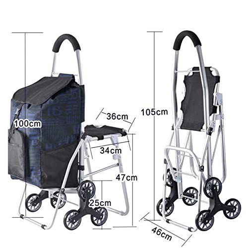 WYBF einkaufstrolley treppensteiger mit Sitz,6 räder für alte Menschen treppensteiger klappbar einkaufstrolley,stabil… – Bild 8