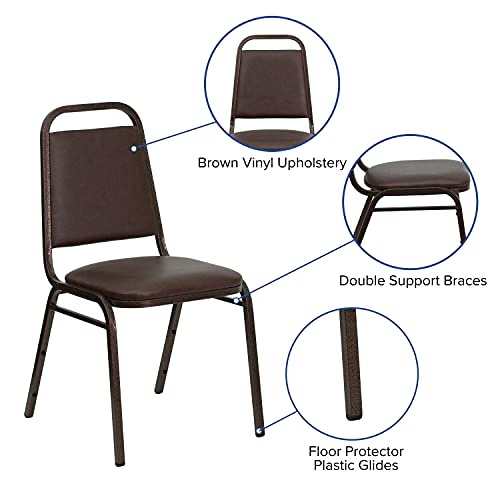 Image of Flash Furniture HERCULES Series Trapezoidal Back Stacking Banquet Chair in Brown Vinyl - Copper Vein Frame
