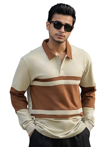 Image of Maniac || Mens || Color Block || Polo Neck || Full Sleeve || Cotton || T-Shirt
