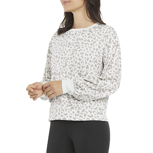 Danskin Women's Cozy Leopard Sweatshirt, Oatmeal Heather, X-Large #TOP3