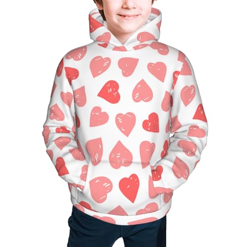 Pink Hearts1 Kid Hoodies Boys Sweatshirts Girls Pullover with Pocket3
