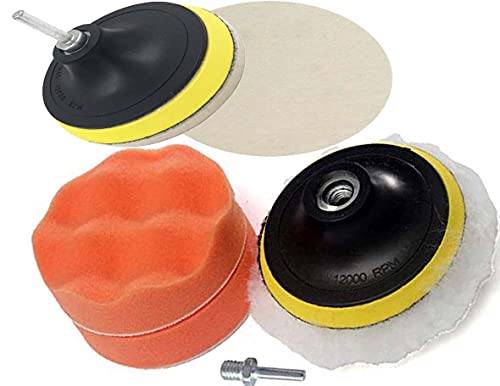 Image of DIY Crafts 1 Kit, 8 Pcs Kit, 3 inch inch Car Cleaning Felt & Wool Pad Foam Polishing Waxing Pad Kits Buffing Polishing Wheel Sponge Wool Buffing Pad (1 Kit, 8 Pcs Kit)