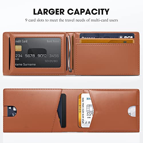 Bifold Wallet for Men Airtag, Leather Mens Wallet with Airtag Holder, Mens Slim Front Pocket Airtag Wallet, Gift Box and Screen Protector Included, AirTag Not Included3