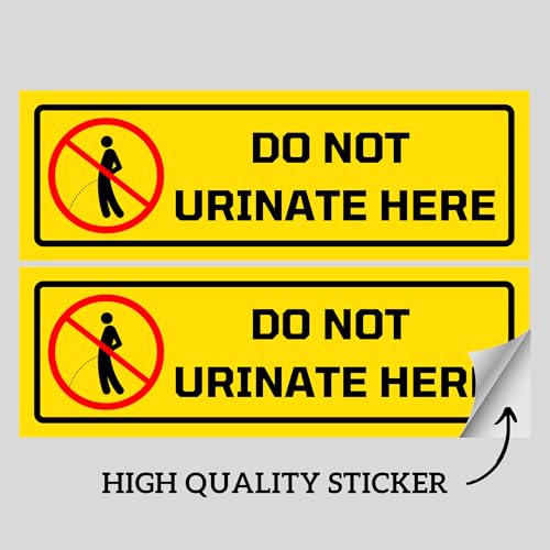 Image of Do Not Urinate Here Sign Sticker Board 20.5 x 7 CM - Peel & Stick or Screw Fix - Waterproof Coated Print - Pack of 2 Warning Signage for Home, Office, Shops & Public Areas (Do Not Urinate Here, Small - 20.5 X 7 CM)