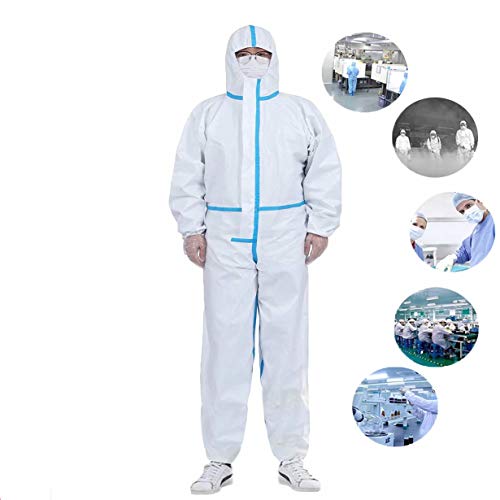 175CM,Disposable Coveralls Heavy-Duty Protective Suit with Elastic Reusable Protective Clothing Breathable Chemical Protection