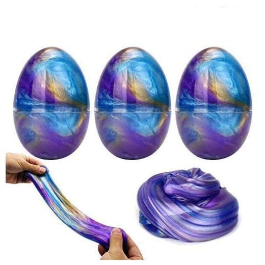 Luclay Galaxy Slime Slime con 3 Contenedores en Forma de Huevos y Remolino de Stress Relief DIY Juguetes para niños Adultos