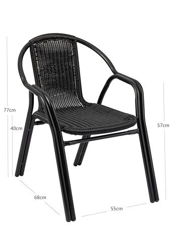 METRO Professional Silla de Jardín con Reposabrazos Narni, Aluminio/Ratán Sintético, Apilable, para Exterior, Negro - imagen 3