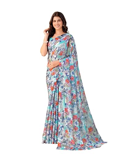 Image of Garden Vareli Floral Print Chiffon Saree