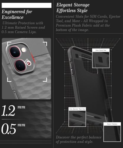 Image of WOW IMAGINE Back Cover for iQOO Z11x | Vivo T5x 5G with Hexa Cube Design | Ultra Slim Soft Rubberised Case | Inner Velvet Fabric | Flexible Mobile Case | Camera Protection - Grey