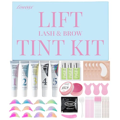 Lomansa Lifting Pestañas Kit, Lash Lift Kit y Tinte Pestañas, Kit 2 en 1 de Lifting Pestañas para Salón en Casa, Diseño Tubular, 6 Almohadillas para Todas las Formas de Ojos