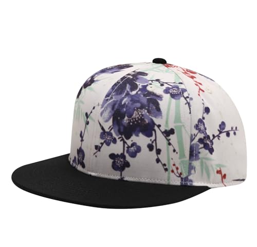 Image of Quanhaigou Snapback Hat for Men Women,Hip Hop Style Colorful Flat Bill Hats Teens Adjustable Baseball Cap