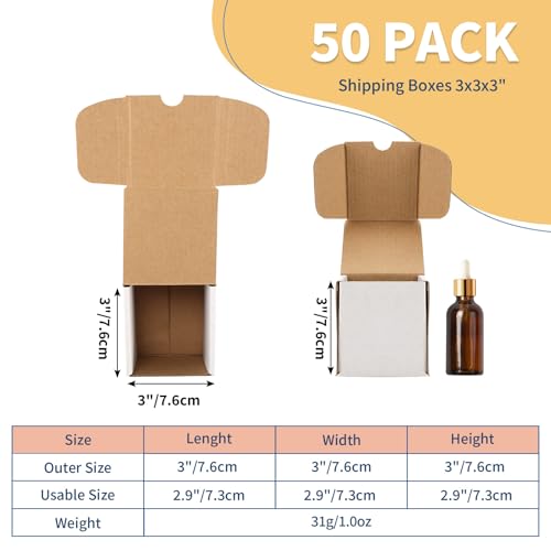 Image of ZBEIVAN 3x3x3 White Shipping Boxes Set of 50, Corrugated Cardboard Mailer Boxes for Packaging Small Business Mailing Gifts