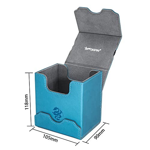 Zoopin Leather Deck Box With Built-In Spinning Life Counter, Cyan For Mtg,Yugioh,Pokeman,Tes Legacy,Munchkins Ccg Decks And Also Small Tokens Or Dice- Hold 100 Sleeved Cards Or 150 Naked Cards … #TOP1