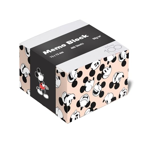 Grupo Erik Memo Block Disney Mickey 100 Aniversario - 400 hojas blancas para notas 75x75 cm - Papaleria y material escolar, licencia oficial