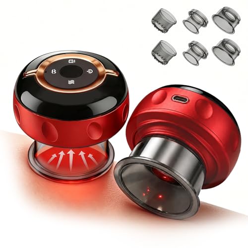 Electric Smart Cupping Massager,12 Levels Cupping Kit for Massage Therapy with Dynamic Suction & Heat & Red Light for Relief for Fatigue, Relaxation, Muscle Sorenessf, Cupping Set for Elder & Athletes