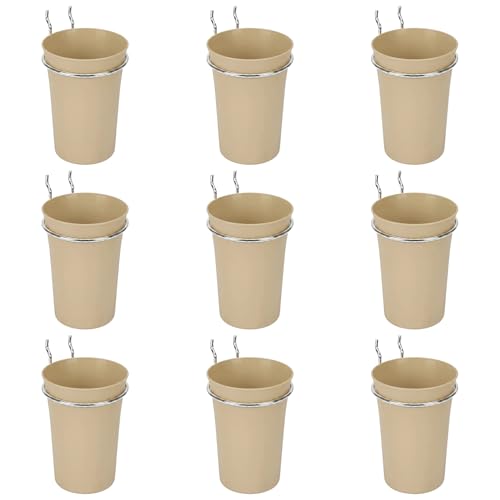 Image of Pegboard Cups With Loops, 9 Pack Khaki Peg Board Pencil Holder Organizer | 1 /8 inch 1 /4 inch Pegboard Accessories, Plastic Hanging Organizer Cups, Tool Organizer Set for Garage Craft Workshop Hobby Storage