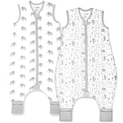 Organic Cotton Toddler Sleep Sack with Feet 0.5 TOG Wearable Blanket 2-Pack