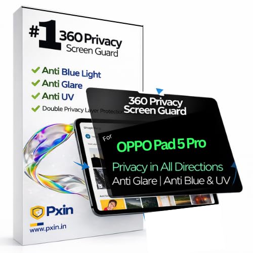 Image of Pxin Tablet Privacy Guard compatible with OPPO Pad 5 Pro | Privacy screen protector | Anti Glare | Anti Spy Screen | Reduces blue light | 360 degree Privacy Screen | Eye Protection