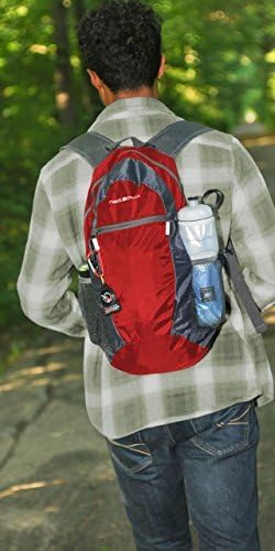 NeatPack Durable, Foldable Nylon Backpack/Daypack with Security Zippers, 20L (RED)
