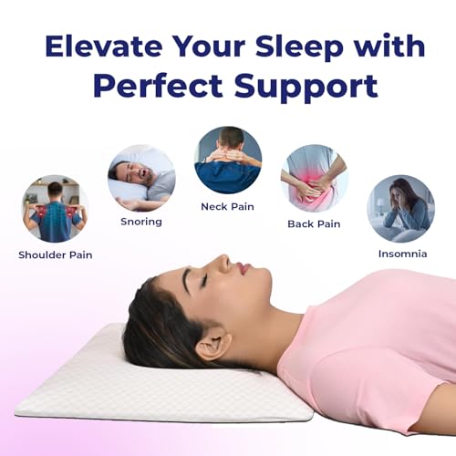 Image of RELAX COMPANY Ultra Slim Memory Foam Pillow | Thin Cervical Pillow for Neck Pain Relief and Support | Ultra Thin Orthopedic Pillow for Sleeping, Pack of 1 (White)