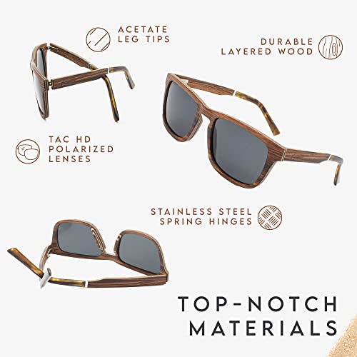 Aluna - Wooden Shades for Women and Men, Lightweight and Cool Sunglasses with HD Polarized Lens, Stylish Retro Sunglasses3