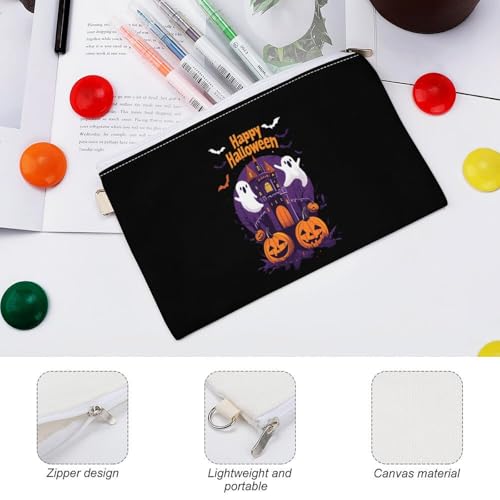 Halloween-Themed Pumpkins Ghosts Fashion Coin Purse Change Makeup Bag Canvas Pencil Pouch Travel3