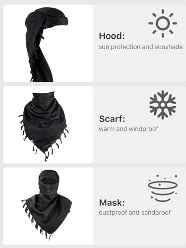 Image of FREE SOLDIER 100% Cotton Scarf Military Shemagh Tactical Desert Keffiyeh Head Neck Scarf Arab Wrap with Tassel 43x43 inches