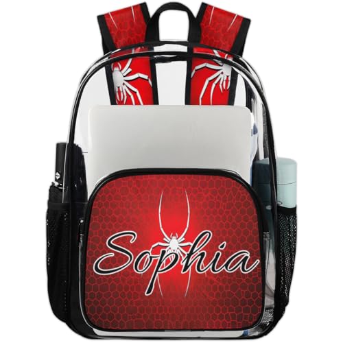 Red Spider Custom Clear Backpack Personalized See Through Transparent Backpacks Large Heavy Duty PVC Bag for Women Men