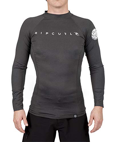 Rip Curl Dawn Patrol Long Sleeve Rash Guard, Black Marle, M