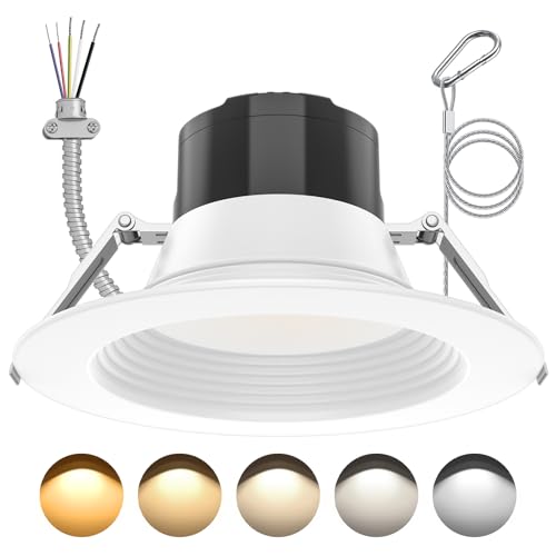 HYDUUU 8 Inch Commercial LED Recessed Light 36W Retrofit Can Lights Adjustable 120-347V 5CCT Selectable 2700K-5000K Selectable Lumen and Dimmable Damp Location IC & Airtight Rated ETL Listed