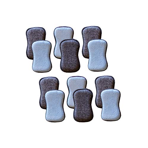 Tuff-Scrub Microfiber Multi-Surface Scrub and Wipe Sponges, Dual-Sided for Scouring and Easy Household Cleaning, Machine Washable (Pack - 12)