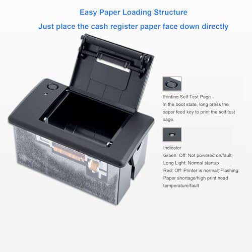Image of Eujgoov Embedded Thermal Receipt Printer Module 58MM 5-9V USB TTL RS232+BT MCU Secondary Development Black