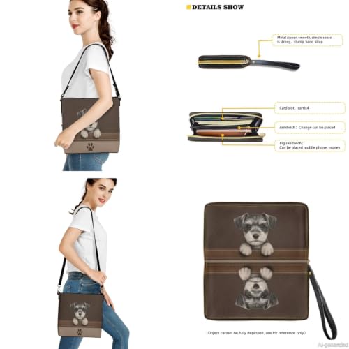Image of Bucket Crossbody Bag Set for Women Lady, Leather Purse and Wallet Set Large Bucket Bag with Wallet