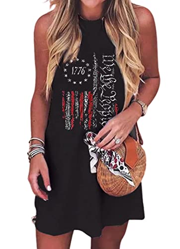 Image of Sun Salt Sand Coconut Tree Sleeveless Mini Dress Women Casual Summer Beach Vacation Dress Workout Tank Dress