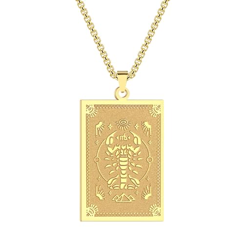 Collier Scorpion pour femme pendentif carré amulette des 12 signes du zodiaque