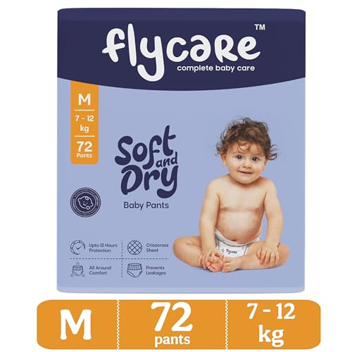 Image of Soft & Dry Baby Pant Style Diaper M Size (Medium) | 7-12 kg | 72 Count (Pack Of 1) |Comfortable and Cotton Soft Diaper with Leakage Guard, Wetness Indicator, Upto12 Hours Protection