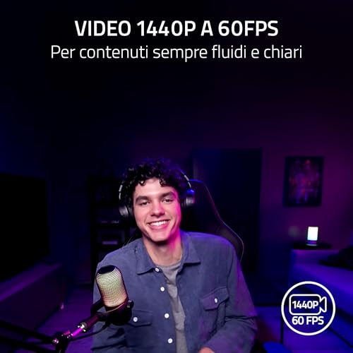 Kiyo V2 X - Webcam Full HD 1080p 60 FPS per Creatori - Autofocus Veloce - Obiettivo Grandangolare - Microfono Integrato - Compatibile con Open Broadcaster Software e Xsplit | Nero - Webcam - Immagine 1