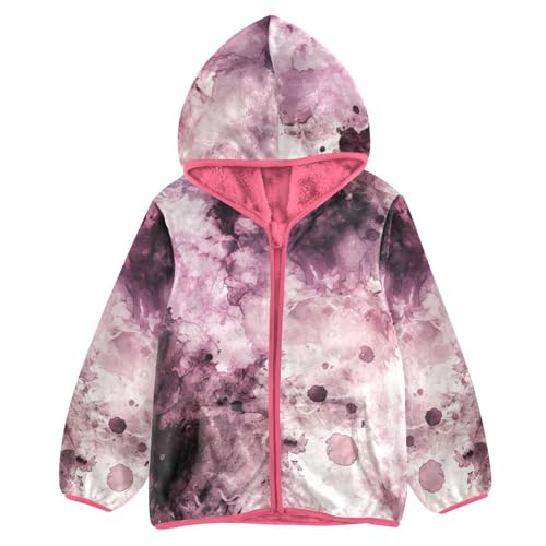 GuoChe Watercolor Abstract Splash-ink Dark Purple Baby Girl Fleece Jacket