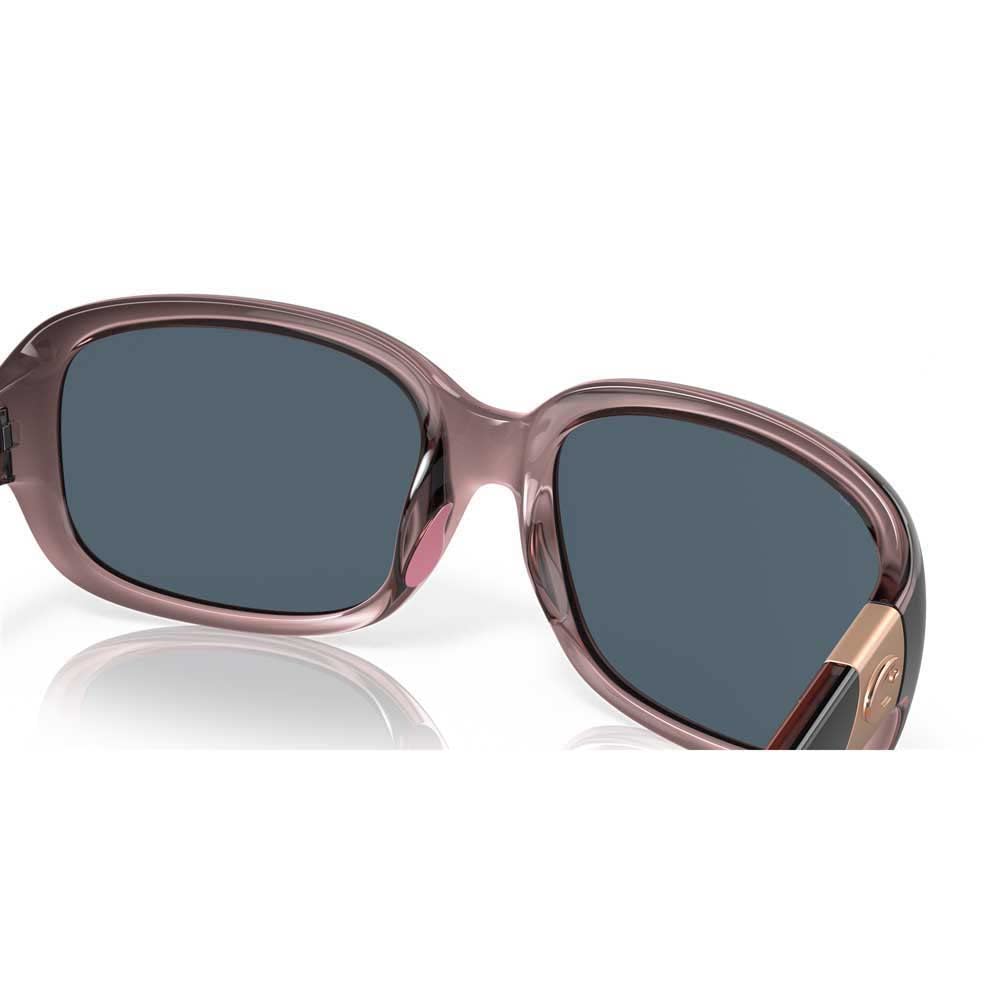 Costa Del Mar Womens Gannet Rectangular Sunglasses: Shiny Black Hibiscus/Grey Polarized 580p 58 Millimeters