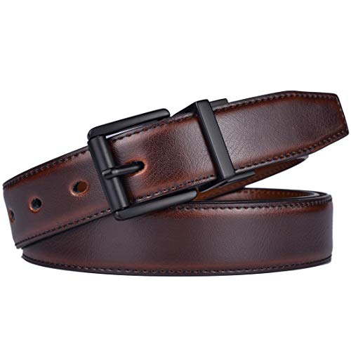 Image of Beltox Men's Belt Dress Casual Reversible Leather 1.1 inch w Roller Buckle Rotated