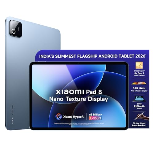 Image of XIAOMI Pad 8 Nano Texture Display [Smartchoice] Flagship Snapdragon 8s Gen 4 |11.2 inch 3.2K | 12GB, 256GB | Anti-Reflective | Ultra Slim Metal Design | 9200mAh Battery HyperAI | Wi-Fi 7 | Titanium Blue