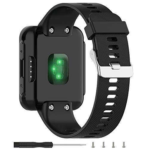 Meifox Compatible with Garmin Forerunner 35 Bands,Solf Silicone Replacement Band for Garmin Forerunner 35 / Forerunner 30 Smartwatch. (Black, Larger)