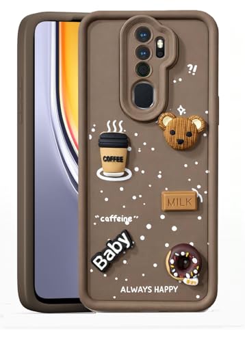 Image of Bintage Ball Bear| Donut| Milk Cake| Baby| Coffee Rubber Case Full Body & Camera Protection Back Cover Compatible for Oppo A9 2020 - Brown