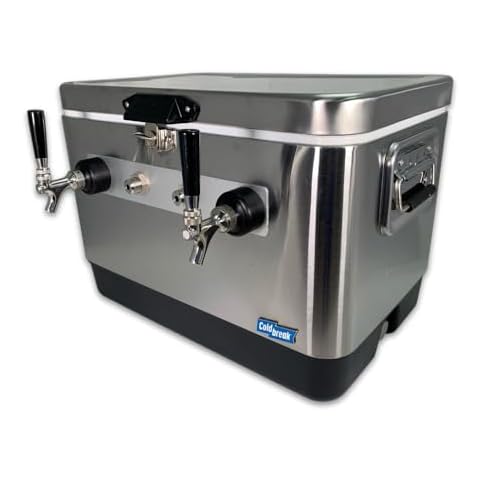 Coldbreak, 2-Tap, Jockey Box, Portable Bar, Professional Grade, 50' Stainless Coils, Front Input, Stainless Steel Cover