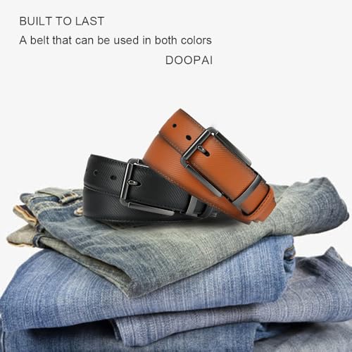 Image of DOOPAI Reversible Leather Belt for Men 1.25 inch - Dual Sided Dress and Casual Belt, Trim to Fit, 2 Styles in One Belt