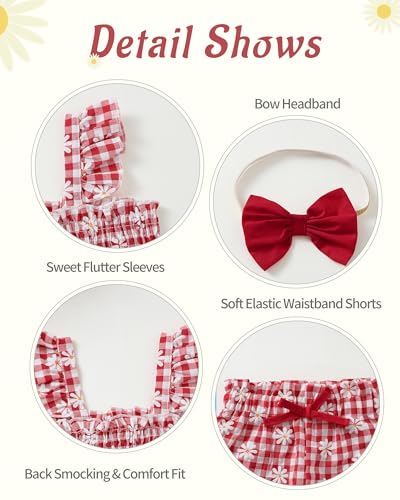 Image of Mioglrie Toddler Baby Girl Summer Clothes Infant Spring Outfits Ruffle Sleeveless Shirt Baby Shorts Headband Clothing Set