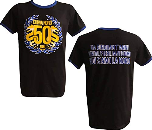 MAESTRI DEL Fútbol Camiseta Negra 50º Aniversario Curva Nord Milano F.C. Inter, negra, M
