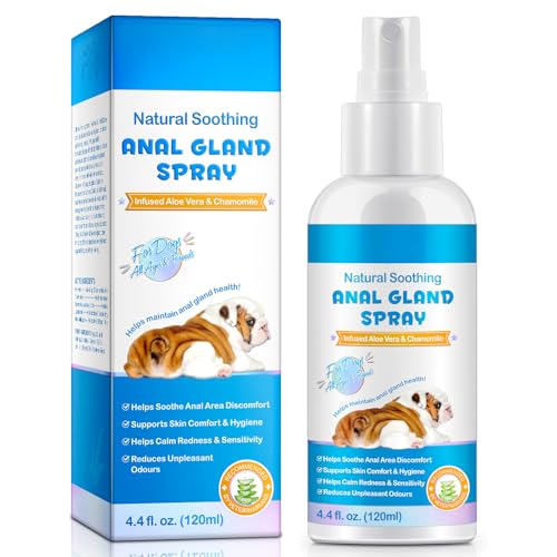 jollifish Anal Gland Spray for Dogs 120ml | Dog Anal Gland Support with Aloe Vera & Chamomile, Helps Relieve Discomfort, Deter Scooting, Reduce Odors & Soothe Irritation, 4.4 Fl Oz