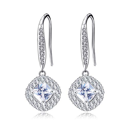 LSOOYH Two Wearing Methods Women Crystal Rhinestone Ear Jacket Earrings Double Ball Drop Ear Stud Earrings Women Jewelry Gift (White)